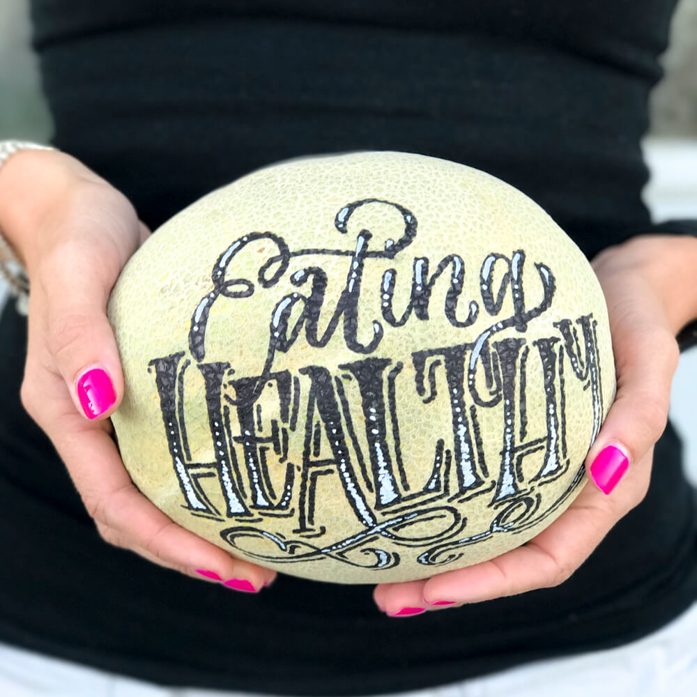 Hand Lettered | Eating Healthy Cantaloupe by Amanda Arneill