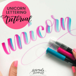 Learn how to create two color blended "unicorn" lettering within a single brush marker stroke using your Tombow Blended Dual Brush Pen (N00) with this free video tutorial and supply list from amandaarneill.com