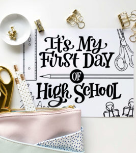 Get your free, downloadable, hand lettered "It's my first day of school" with a variety of "first" options from amandaarneill.com