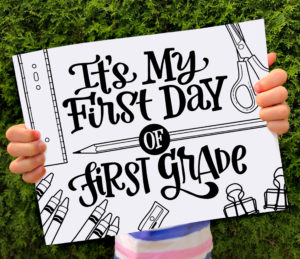 Get your free, downloadable, hand lettered "It's my first day of school" with a variety of "first" options from amandaarneill.com