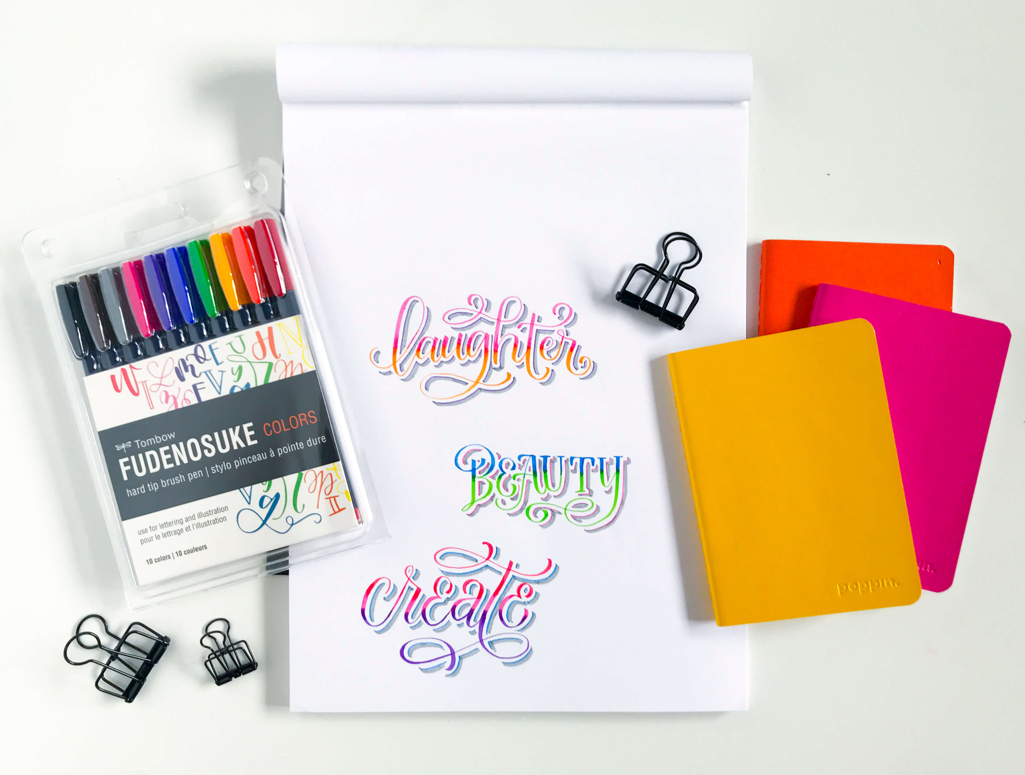 Learn how to create beautifully blended letters with the new colored Tombow Fudenosuke brush pens in this free tutorial from Amanda Arneill on amandaarneill.com