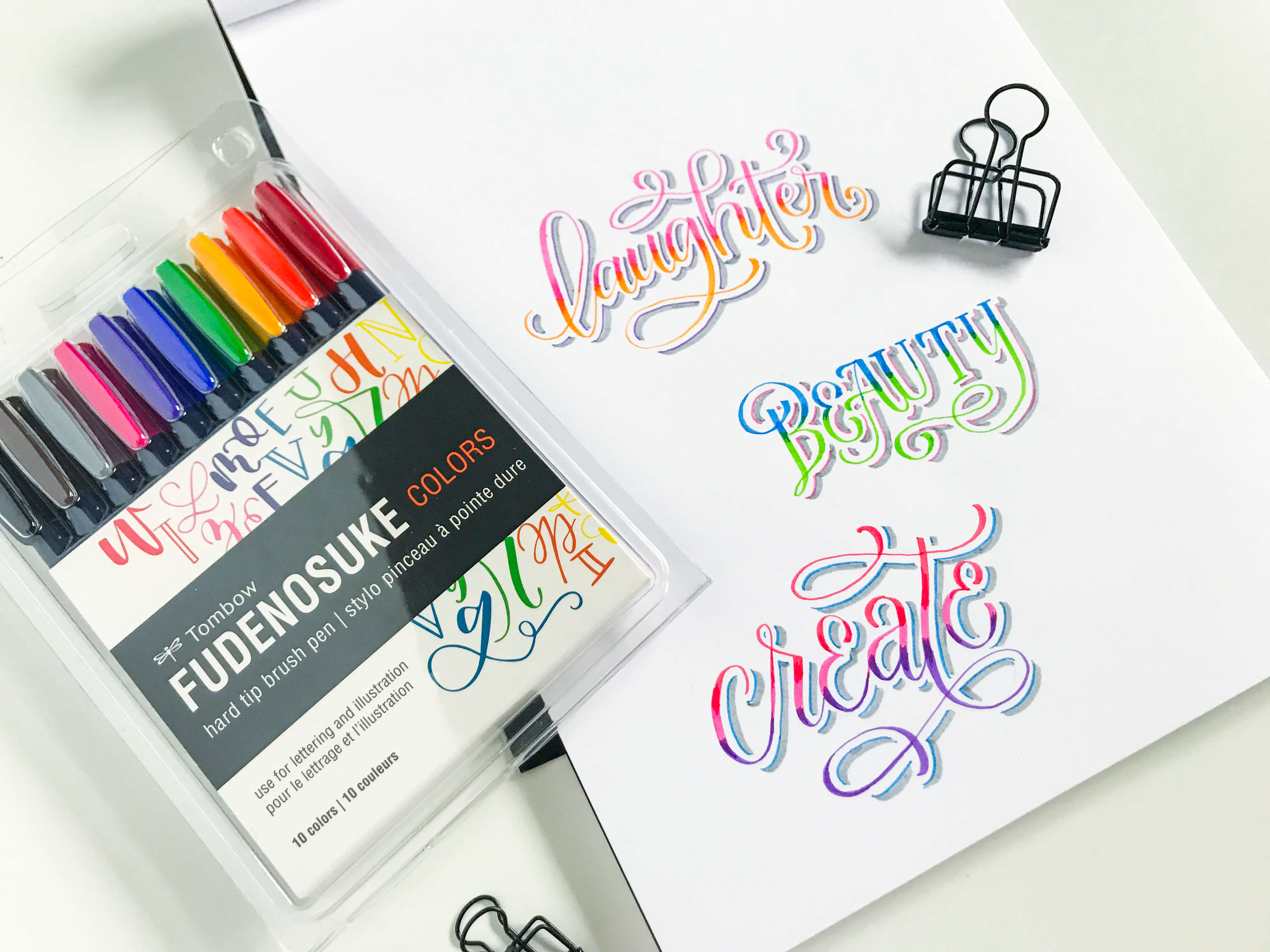 Learn how to create beautifully blended letters with the new colored Tombow Fudenosuke brush pens in this free tutorial from Amanda Arneill on amandaarneill.com