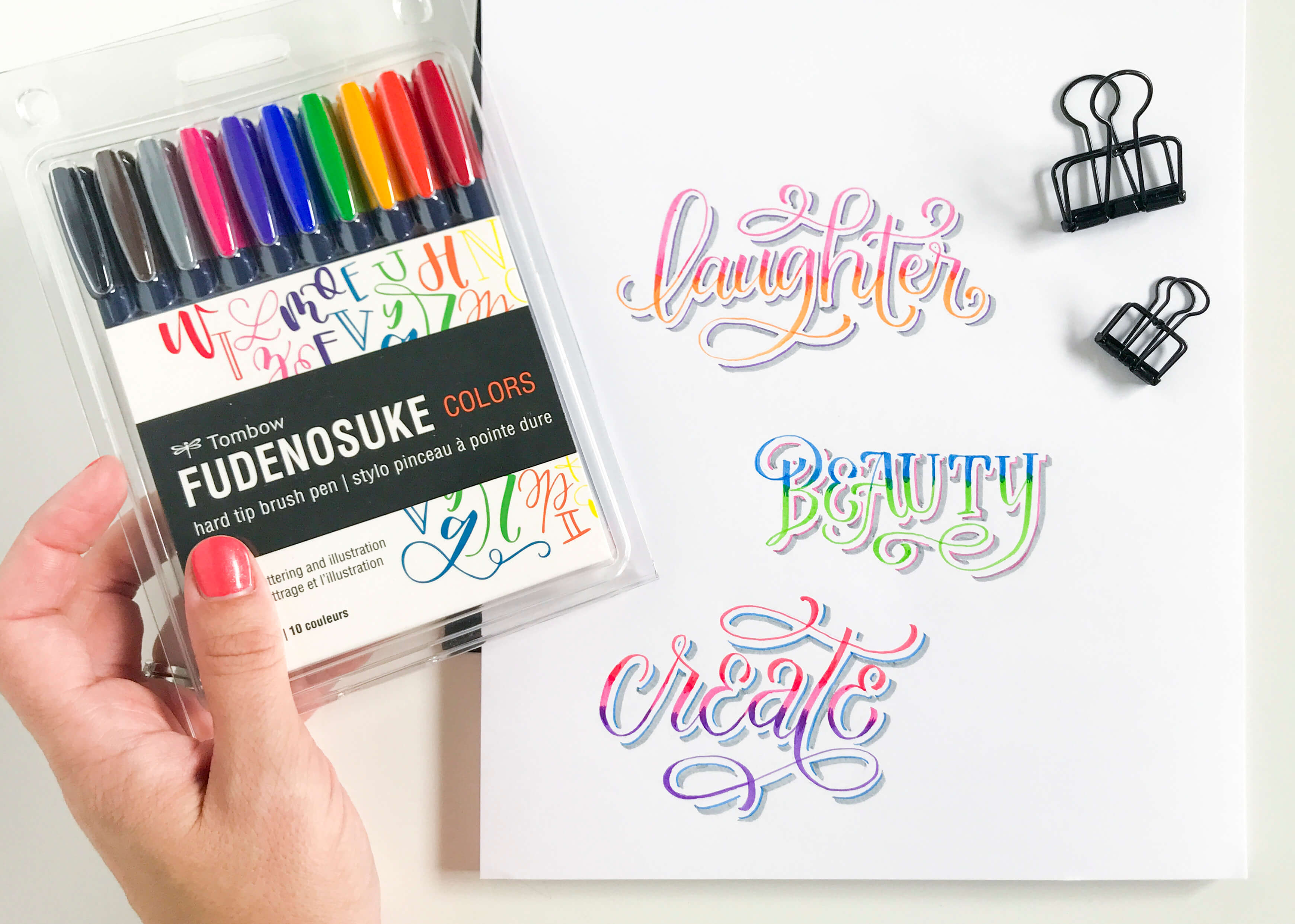 Learn how to create beautifully blended letters with the new colored Tombow Fudenosuke brush pens in this free tutorial from Amanda Arneill on amandaarneill.com